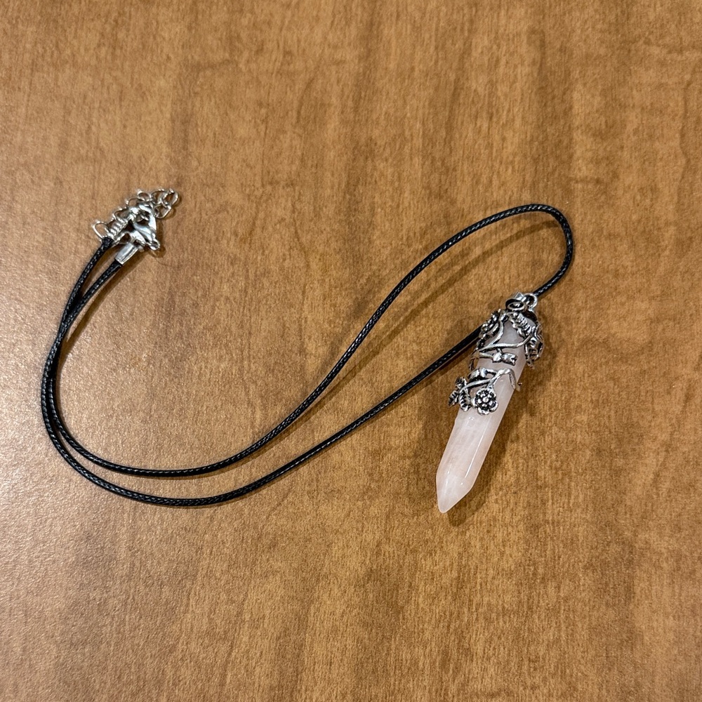 Crystal Pendant Necklace with Black Cord